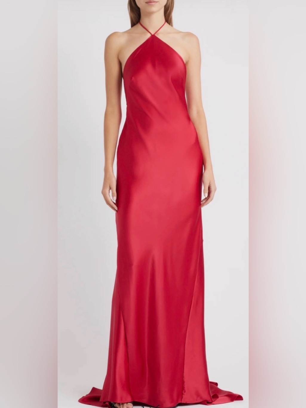 New Acler Tarnacre Halter Satin Gown Crimson Red Sz 12